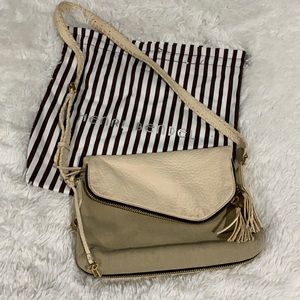 Henri Bendel crossbody cream foldover gold lock